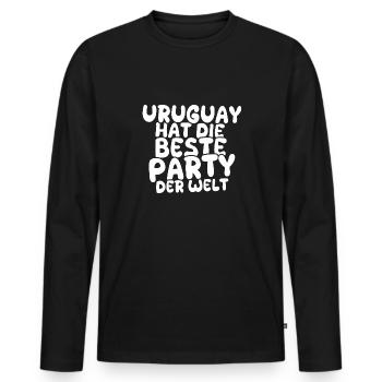 Uruguay - Men's Premium Organic Long Sleeve Shirt - black - Front - Nico (187cm)