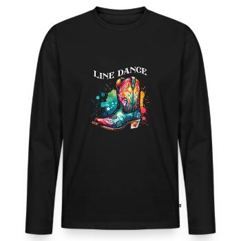 Line Dance meine Passion mein Glück - Männer Premium Bio Langarmshirt - Schwarz - Vorne - Nico (187cm)