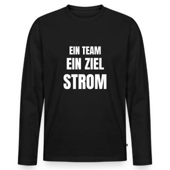 Ein Team, ein Ziel, Strom. - Männer Premium Bio Langarmshirt - Schwarz - Vorne - Nico (187cm)