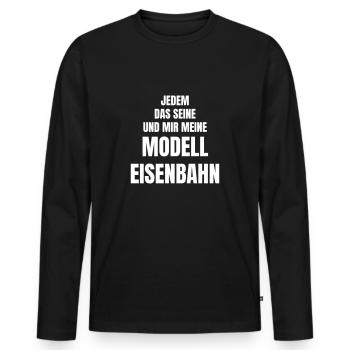 Hobby Modelleisenbahn - Männer Premium Bio Langarmshirt - Schwarz - Vorne - Nico (187cm)