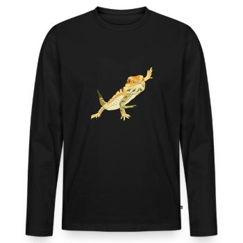 Bearded Dragon Lizard Reptile Herpetologist - Men's Premium Organic Long Sleeve Shirt - black - Front - Nico (187cm)