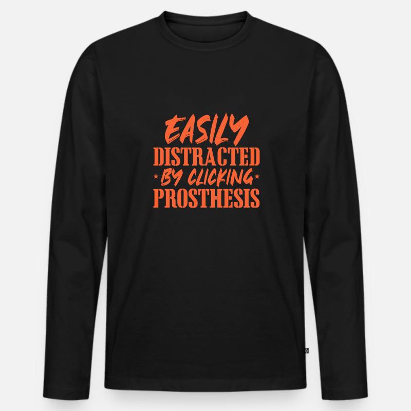 Easily Distracted By Clicking Prosthesis - - Männer Premium Bio Langarmshirt - Schwarz