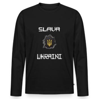 UKRAINE Symbol der Helden SLAVA UKRAINI - Männer Premium Bio Langarmshirt - Schwarz - Vorne - Nico (187cm)
