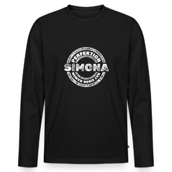 Perfekt Simona - Männer Premium Bio Langarmshirt - Schwarz - Vorne - Nico (187cm)