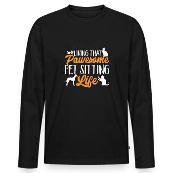 Pet Sitting Cat Dog Pet Sitter - T-shirt manches longues Premium bio Homme - noir - Devant - Nico (187cm)