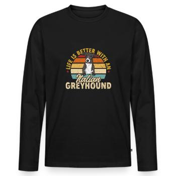 Italian Greyhound Greyhound Dogs - Men's Premium Organic Long Sleeve Shirt - black - Front - Nico (187cm)