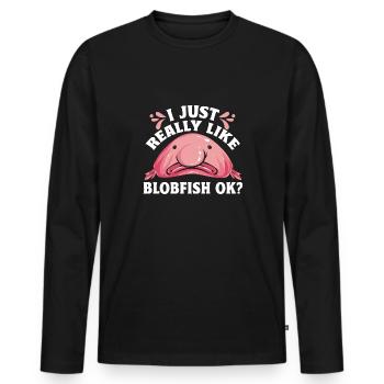 Blob fish - Men's Premium Organic Long Sleeve Shirt - black - Front - Nico (187cm)