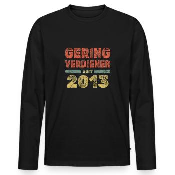 2013 - Männer Premium Bio Langarmshirt - Schwarz - Vorne - Nico (187cm)