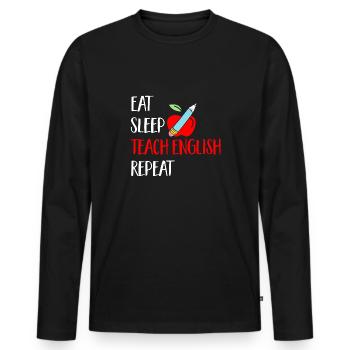 Teacher English Second Language Foreign Language - Men's Premium Organic Long Sleeve Shirt - black - Front - Nico (187cm)
