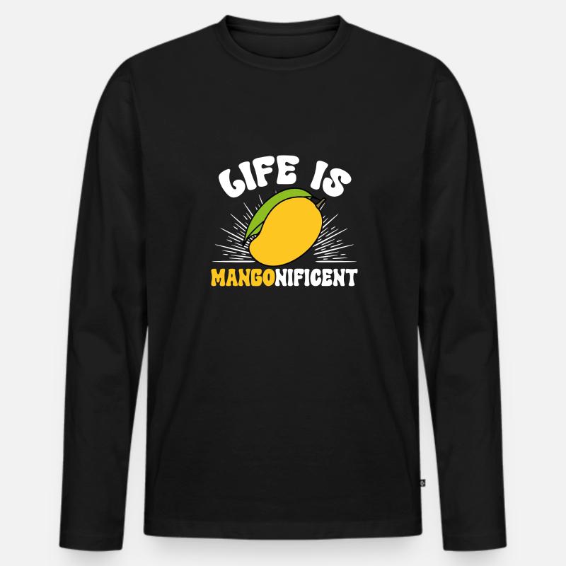 Mango Frucht Mango - Männer Premium Bio Langarmshirt - Schwarz