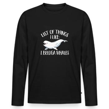 Baleine blanche Béluga - T-shirt manches longues Premium bio Homme - noir - Devant - Nico (187cm)