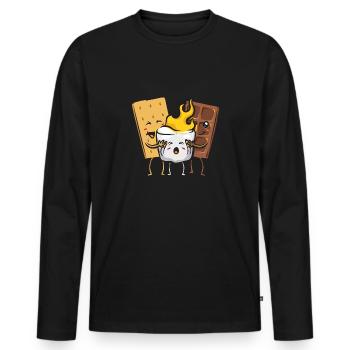 S'more Lagerfeuer Marshmallow Camping - Männer Premium Bio Langarmshirt - Schwarz - Vorne - Nico (187cm)
