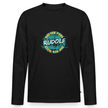 Vatertag Rudolf - Männer Premium Bio Langarmshirt - Schwarz - Vorne - Nico (187cm)