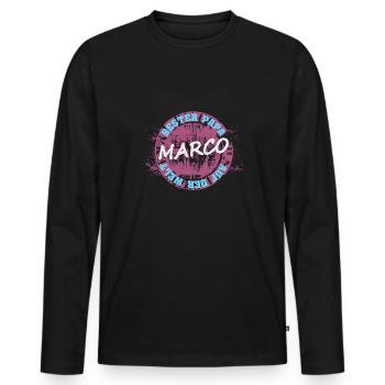 Marco als Vatertag - Männer Premium Bio Langarmshirt - Schwarz - Vorne - Nico (187cm)
