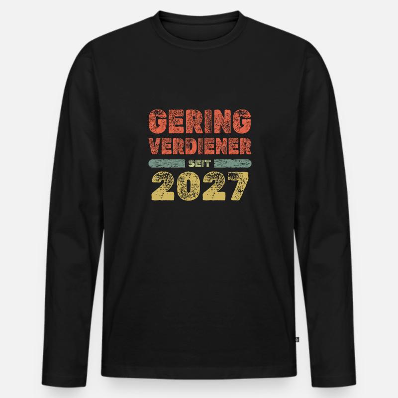 2027 - Männer Premium Bio Langarmshirt - Schwarz