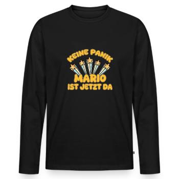 Mario als Vorname - Männer Premium Bio Langarmshirt - Schwarz - Vorne - Nico (187cm)