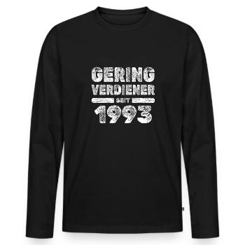Award 1993 - Men's Premium Organic Long Sleeve Shirt - black - Front - Nico (187cm)