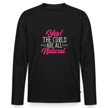Lockiges Haar Afro Locken Natürliches Haar - Männer Premium Bio Langarmshirt - Schwarz - Vorne - Nico (187cm)