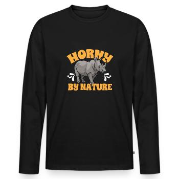 Rhino Rhino Unicorn - Men's Premium Organic Long Sleeve Shirt - black - Front - Nico (187cm)