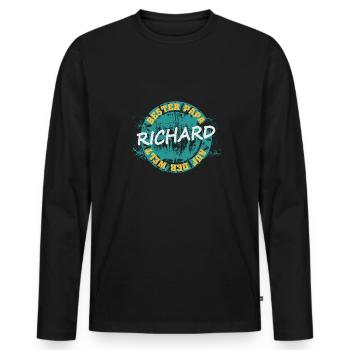 Vatertag Richard - Männer Premium Bio Langarmshirt - Schwarz - Vorne - Nico (187cm)