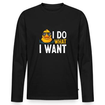 Quietscheentchen Quietscheente Gummiente - Männer Premium Bio Langarmshirt - Schwarz - Vorne - Nico (187cm)