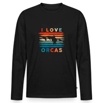 J’adore orca Design pour un fan d’orques - T-shirt manches longues Premium bio Homme - noir - Devant - Nico (187cm)