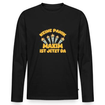 Maxim als Vorname - Männer Premium Bio Langarmshirt - Schwarz - Vorne - Nico (187cm)