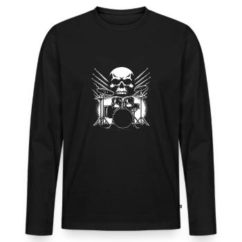 Schlagzeug und Skull Schlagzeuger Rockband - Männer Premium Bio Langarmshirt - Schwarz - Vorne - Nico (187cm)