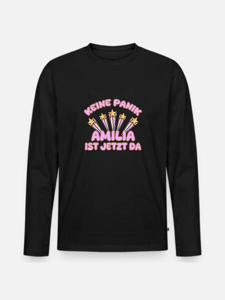 Frauenname Amilia - Männer Premium Bio Langarmshirt - Schwarz