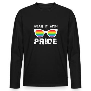 LBGT Flag Gay Pride Human Wear it with Pride - Men's Premium Organic Long Sleeve Shirt - black - Front - Nico (187cm)