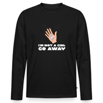 LBGT Flag Gay Pride Human I’m not a Girl go away - T-shirt manches longues Premium bio Homme - noir - Devant - Nico (187cm)
