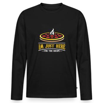 Je suis juste ici pour la recette Design pour une pizza - T-shirt manches longues Premium bio Homme - noir - Devant - Nico (187cm)