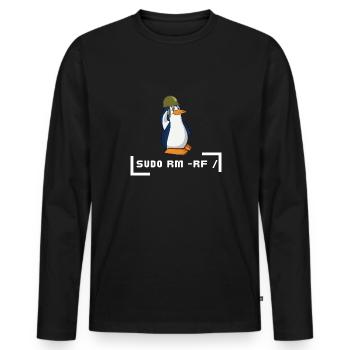 sudo rm- rf pingouin soldat - T-shirt manches longues Premium bio Homme - noir - Devant - Nico (187cm)