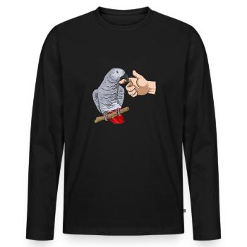 Graupapagei African Grey Parrot Papagei - Men's Premium Organic Long Sleeve Shirt - black - Front - Nico (187cm)
