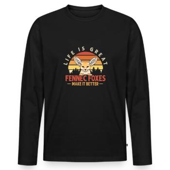 Fennek Fuchs Fennec Fox Wüstenfuchs - Männer Premium Bio Langarmshirt - Schwarz - Vorne - Nico (187cm)