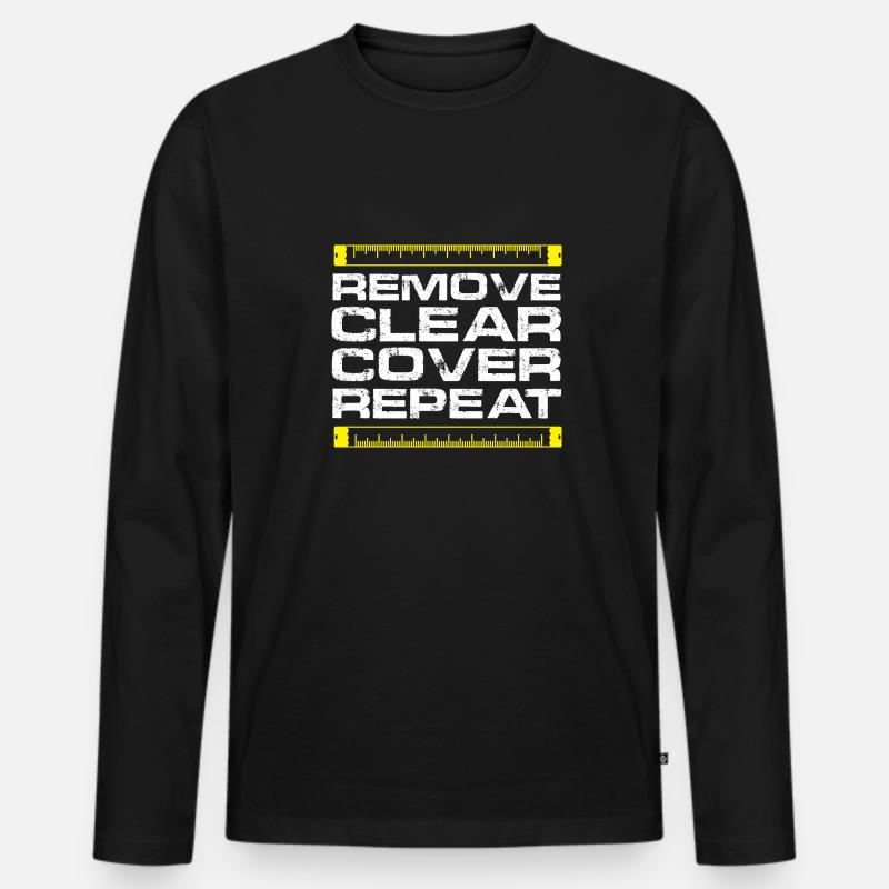 Remove Clear Cover Repeat - Männer Premium Bio Langarmshirt - Schwarz