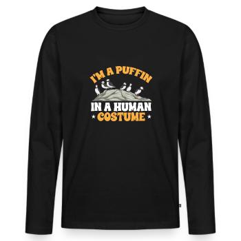 puffin puffin auke birds Lunde - Men's Premium Organic Long Sleeve Shirt - black - Front - Nico (187cm)