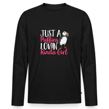 puffin puffin auke birds Lunde - Men's Premium Organic Long Sleeve Shirt - black - Front - Nico (187cm)