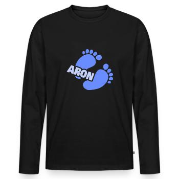 Naissance Aron - T-shirt manches longues Premium bio Homme - noir - Devant - Nico (187cm)