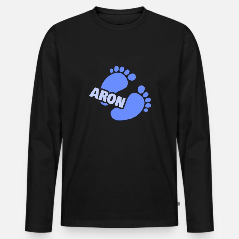 Geburt Aron - Männer Premium Bio Langarmshirt - Schwarz