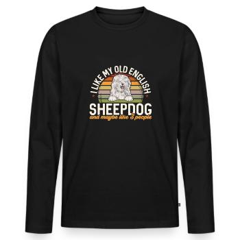 Old English Sheepdog Sheepie Bobtail - Men's Premium Organic Long Sleeve Shirt - black - Front - Nico (187cm)