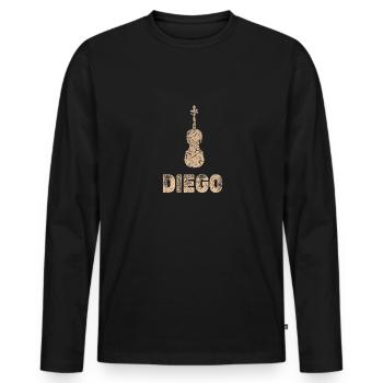 Diego als Bratsche - Männer Premium Bio Langarmshirt - Schwarz - Vorne - Nico (187cm)