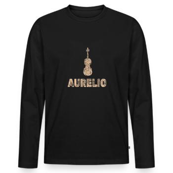 Bratsche Aurelio - Männer Premium Bio Langarmshirt - Schwarz - Vorne - Nico (187cm)