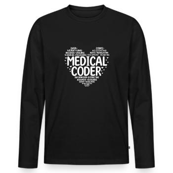 Spécialiste du codage de codeur médical - T-shirt manches longues Premium bio Homme - noir - Devant - Nico (187cm)
