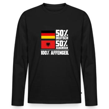 Albanische Flagge Albanischer Adler Shqiponja - Männer Premium Bio Langarmshirt - Schwarz - Vorne - Nico (187cm)