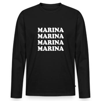 Marina - Männer Premium Bio Langarmshirt - Schwarz - Vorne - Nico (187cm)