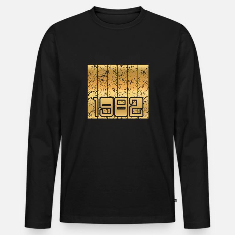 1982 - Männer Premium Bio Langarmshirt - Schwarz