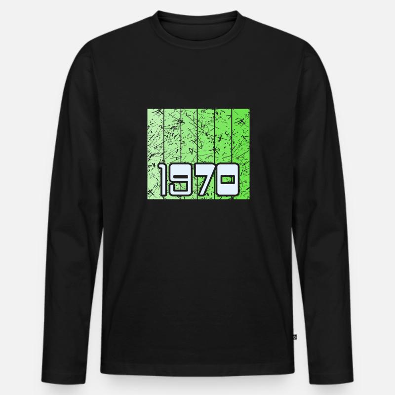 Retro 1970 - Männer Premium Bio Langarmshirt - Schwarz
