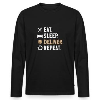 Lieferant Paket Lieferung - Männer Premium Bio Langarmshirt - Schwarz - Vorne - Nico (187cm)