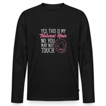 Lockiges Haar Afro Locken Natürliches Haar - Männer Premium Bio Langarmshirt - Schwarz - Vorne - Nico (187cm)